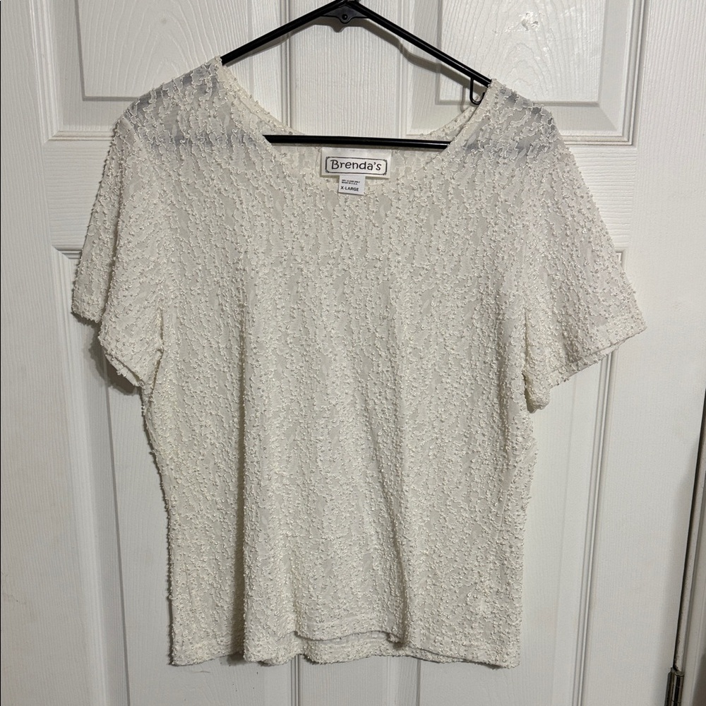 Brenda's Cream Short Sleeve Textured Tee